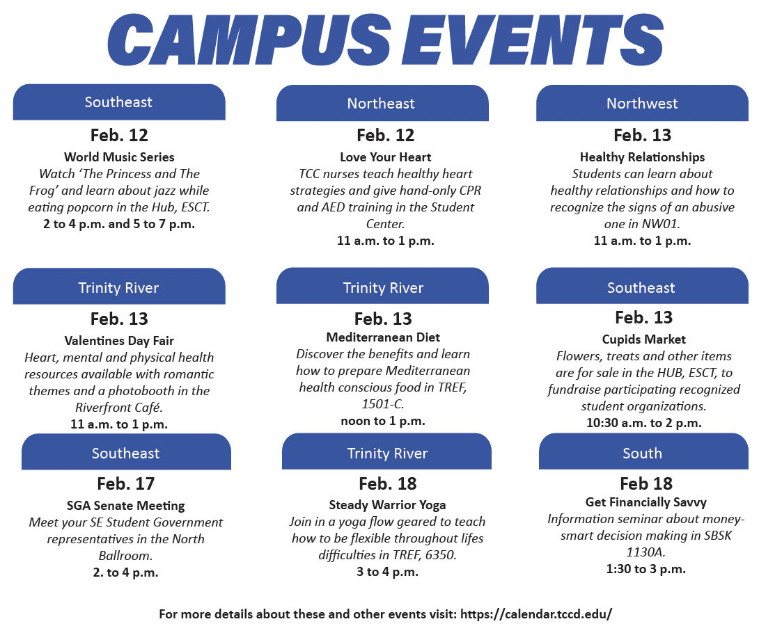 CAMPUS EVENTS FOR WEEK OF FEB. 12